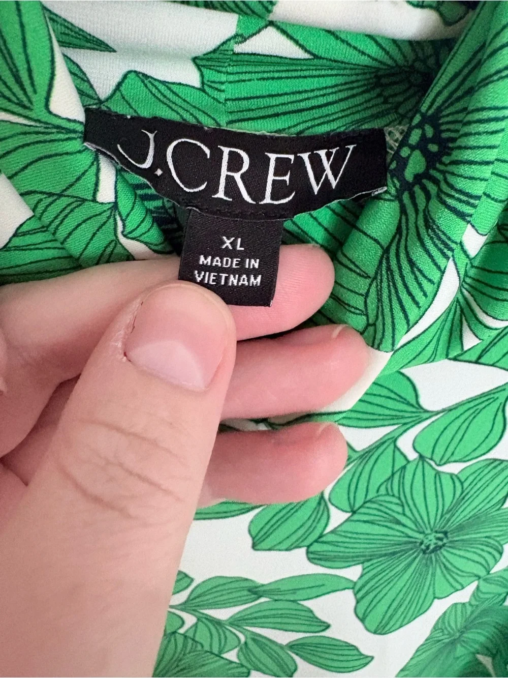 J.Crew Green Floral Turtleneck Top XL Stretch Long Sleeve